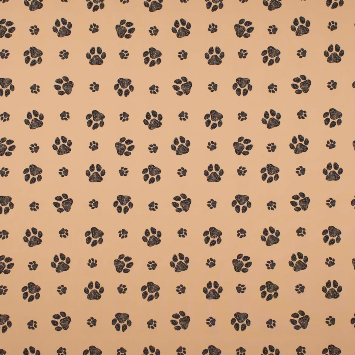 Outdoorstoff polsterfähig Pawprints Hundepfoten beige schwarz 1,60m Breite