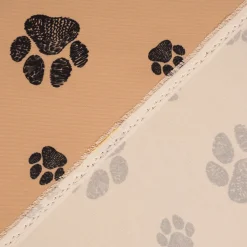 Outdoorstoff polsterfähig Pawprints Hundepfoten beige schwarz 1,60m Breite