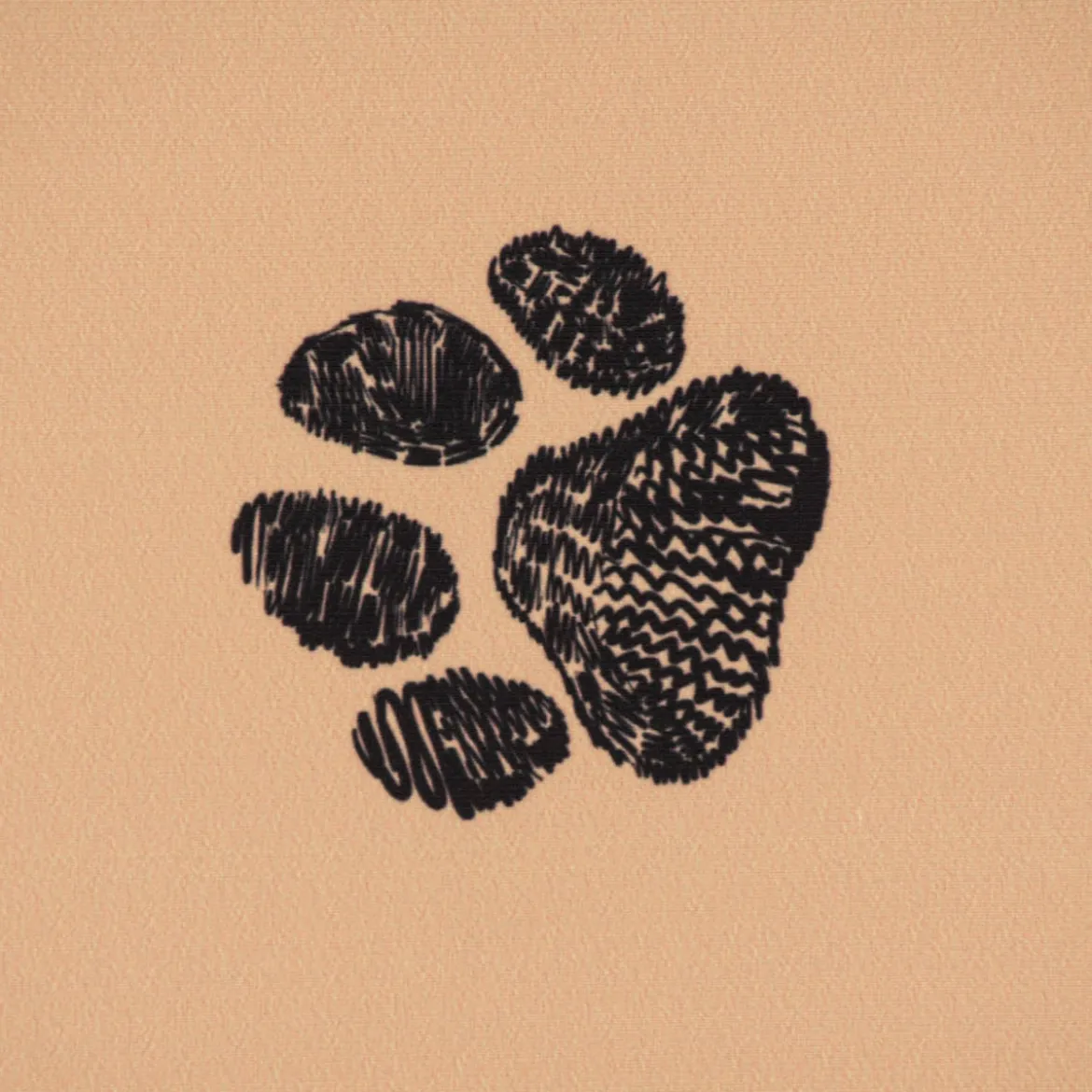 Outdoorstoff polsterfähig Pawprints Hundepfoten beige schwarz 1,60m Breite