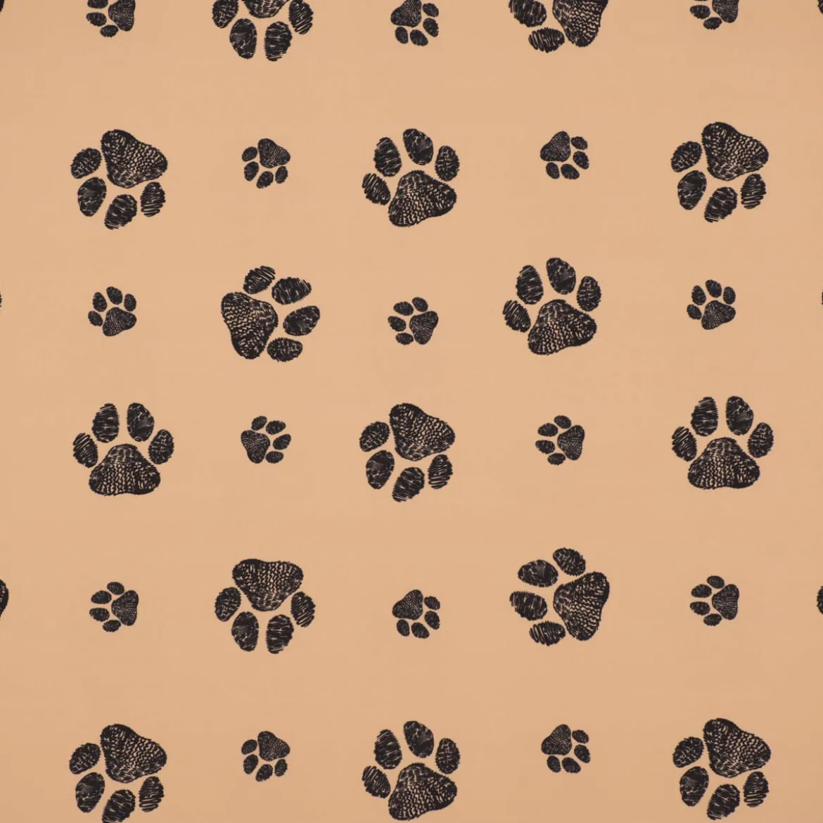 Outdoorstoff polsterfähig Pawprints Hundepfoten beige schwarz 1,60m Breite