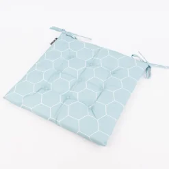 Outdoor Stuhlkissen mit Bindebändern Geometrie Hexagon türkis 40x40x3cm