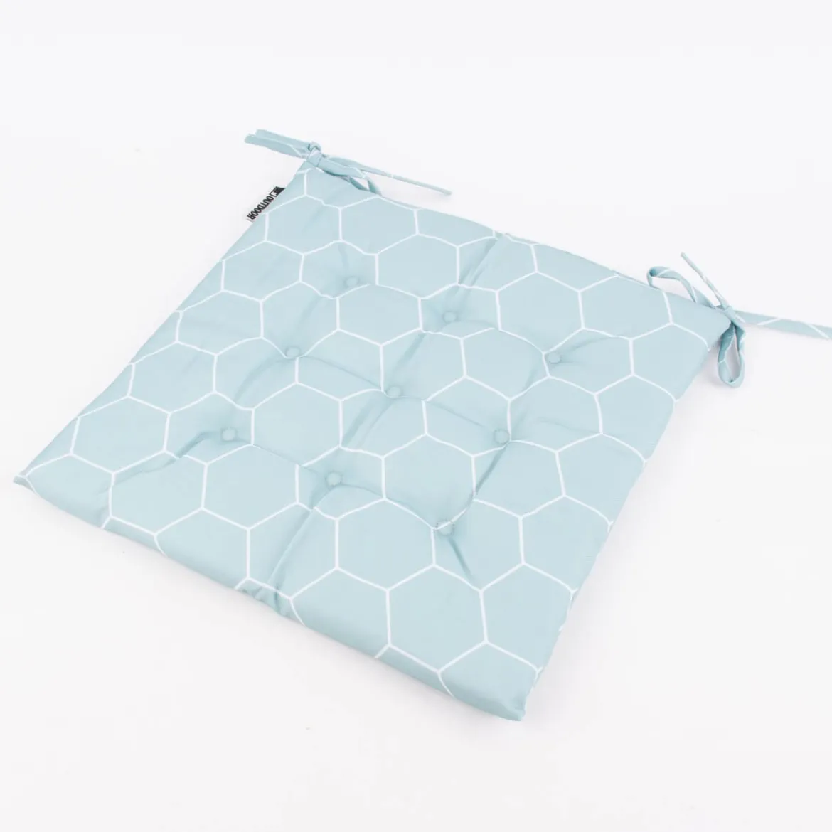 Outdoor Stuhlkissen mit Bindebändern Geometrie Hexagon türkis 40x40x3cm