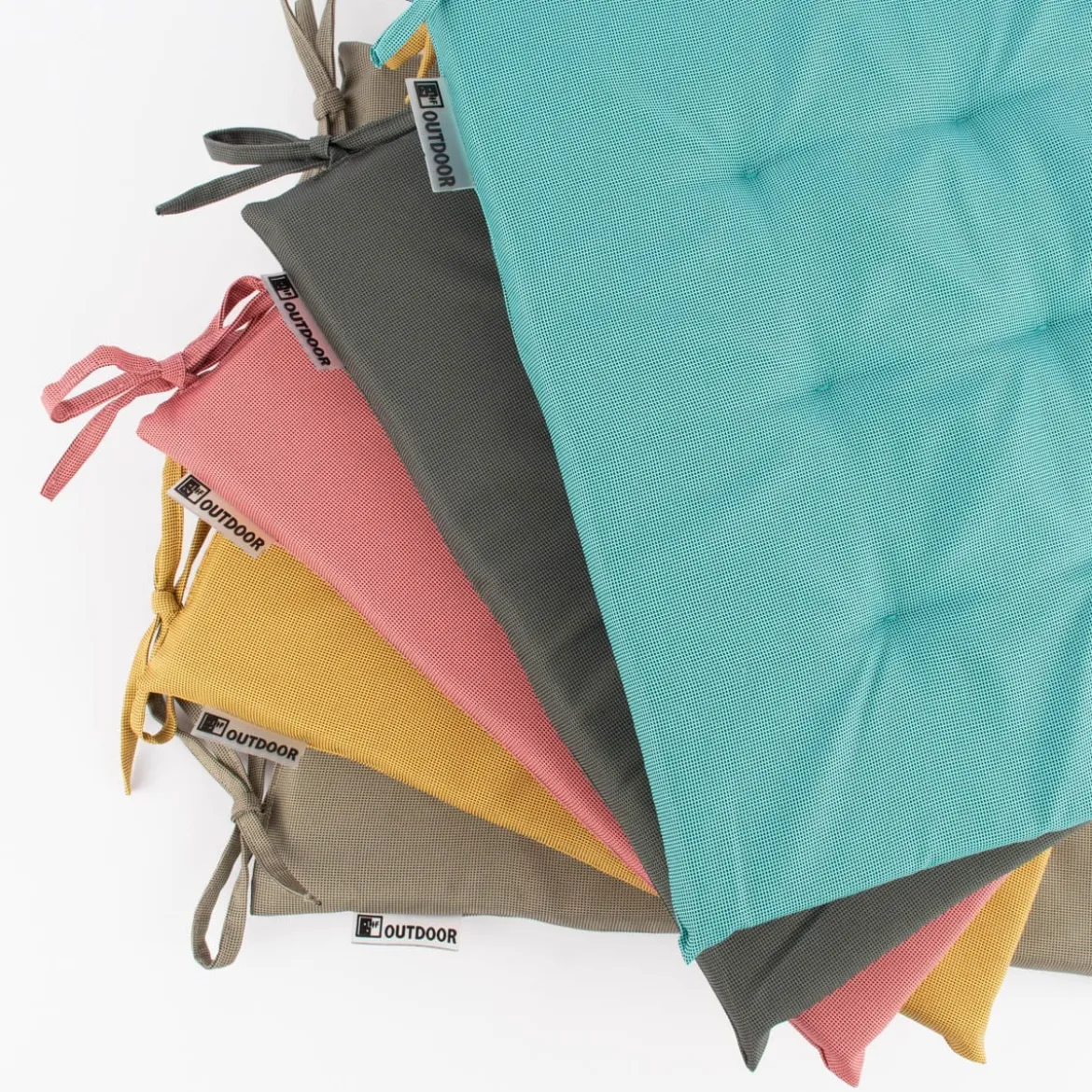 Outdoor Stuhlkissen mit Bindebändern St. Maxime Struktur rosa 38x38cm