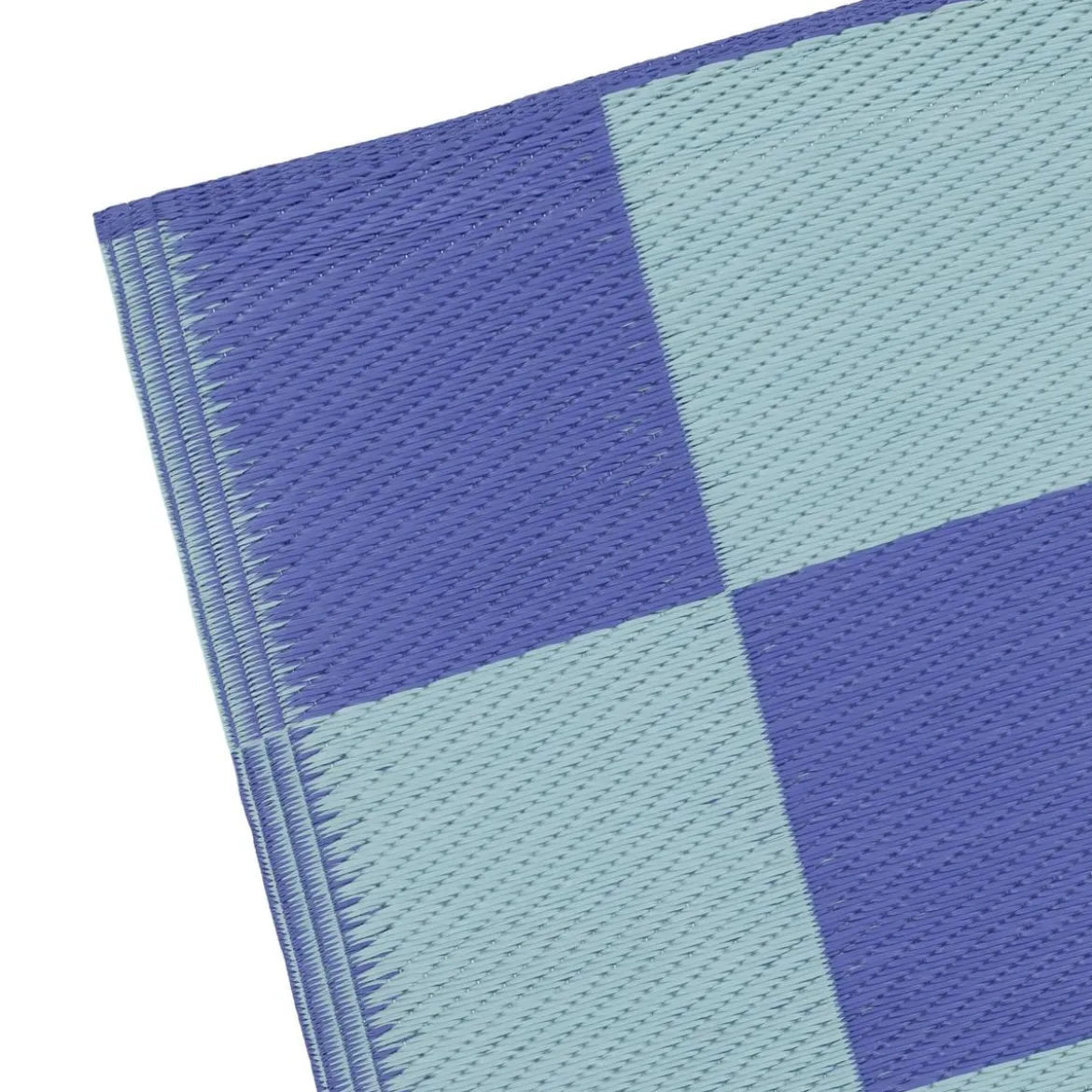 Outdoor Teppich Checker Schachbrett recycelt blau weiß 120x180cm
