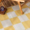 Outdoor Teppich Checker Schachbrett recycelt gelb weiß 120x180cm