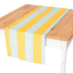 Outdoor Tischläufer Streifen hellblau gelb 40x160cm von SCHÖNER LEBEN.