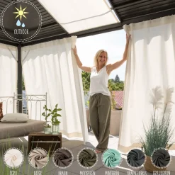 Outdoor Vorhang Olefina mit Smok-Schlaufenband dunkelgrau-braun in 245cm oder Wunschlänge von SCHÖNER LEBEN.