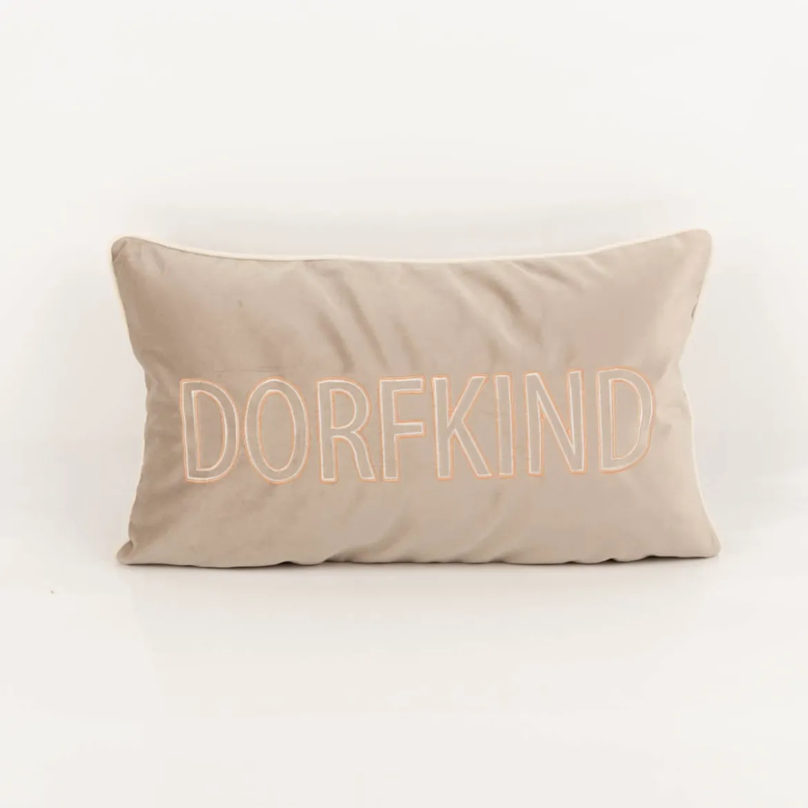 PAD Kissenhülle Letters Dorfkind Stickerei taupe 35x60cm