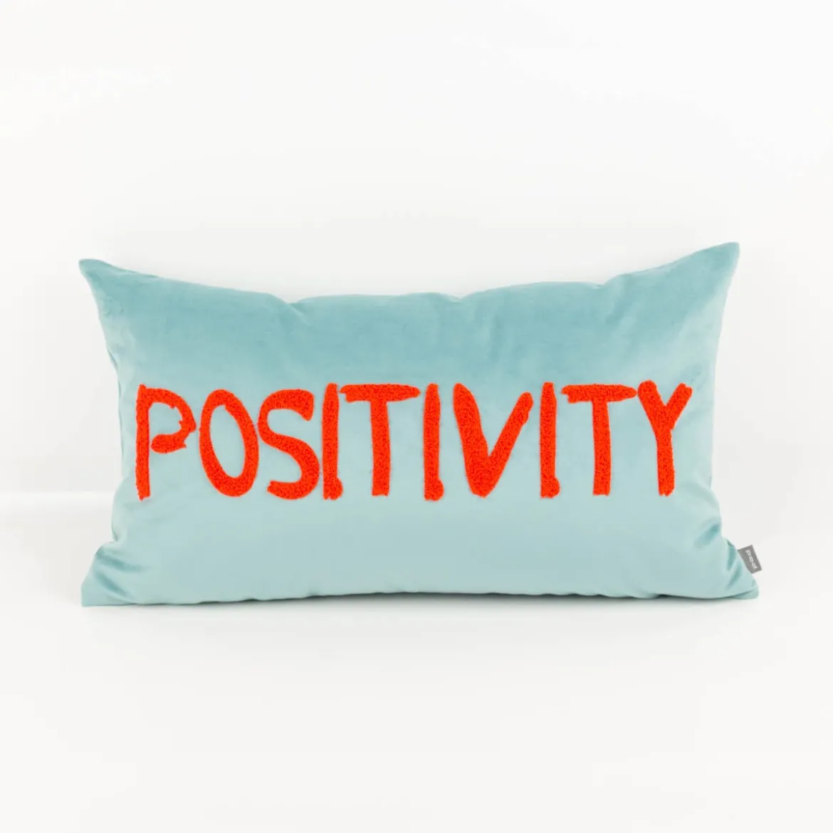 PAD Kissenhülle Letters Positivity Frotteestickerei türkis rot 35x60cm