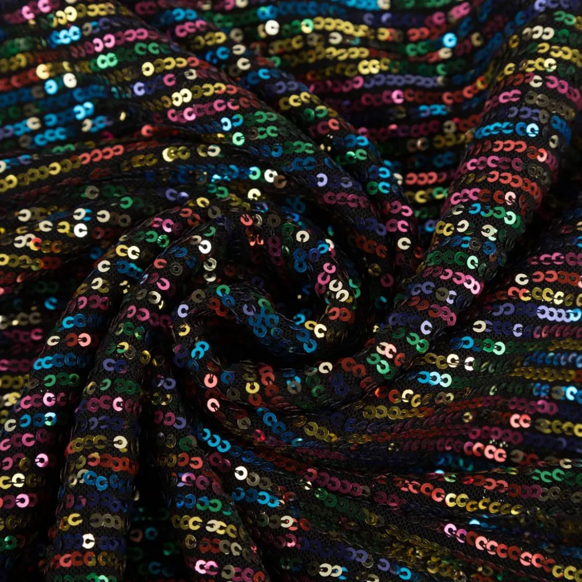 Pailettenstoff Stretch Mini Pailetten multicolor 130cm Breite