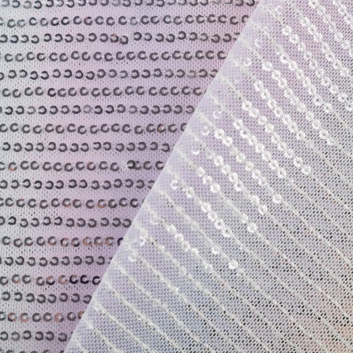 Pailettenstoff Stretch Pastell Farbverlauf silber 127cm