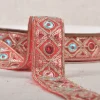 Paillettenband bestickt rot 3cm Breite