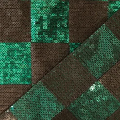 Paillettenstoff Karo Mesh Tüll Kostümstoff smaragdgrün schwarz 1,25m Breite