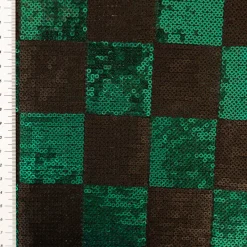 Paillettenstoff Karo Mesh Tüll Kostümstoff smaragdgrün schwarz 1,25m Breite