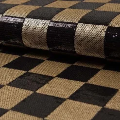 Paillettenstoff Karo Mesh Tüll Kostümstoff gold schwarz 1,25m Breite