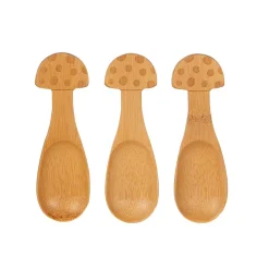[Paket] Sass & Belle Bambus Kinder Geschirrset Pilz mit Teller und 3 Löffeln