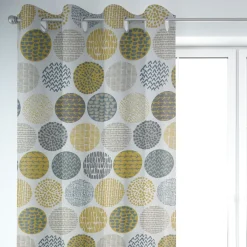 Panama Dekostoff Baumwollstoff Casa Saffron creme Kreise in grau braun verschiedene Motive 1,4m Breite