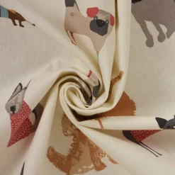Panama Dekostoff Baumwollstoff Woof Butterscotch Hunde beige bunt 140cm Breite