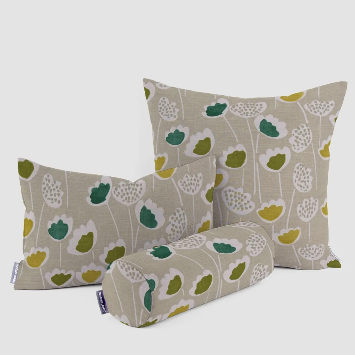 Panama Dekostoff Baumwollstoff Clara Cactus Blumen grau grün 140cm Breite