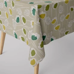 Panama Dekostoff Baumwollstoff Clara Cactus Blumen grau grün 140cm Breite