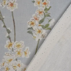 Panama Dekostoff Baumwollstoff Almond Blossom Mandelblütenzweige hellblau 140cm Breite