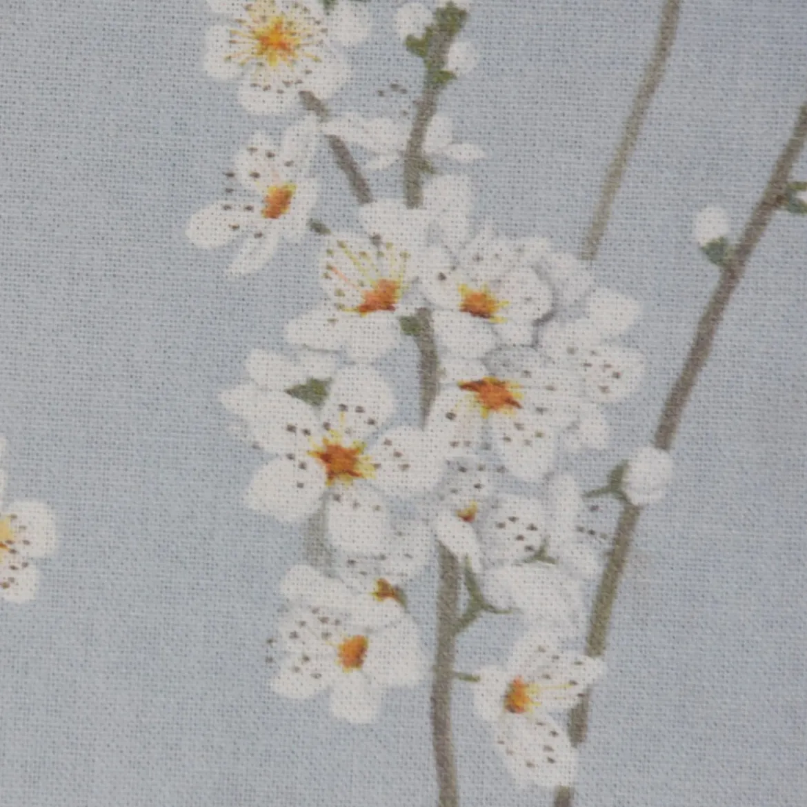 Panama Dekostoff Baumwollstoff Almond Blossom Mandelblütenzweige hellblau 140cm Breite