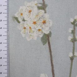 Panama Dekostoff Baumwollstoff Almond Blossom Mandelblütenzweige hellblau 140cm Breite