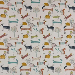 Panama Dekostoff Baumwollstoff Oh My Deer Waldtiere wollweiß bunt 138cm Breite