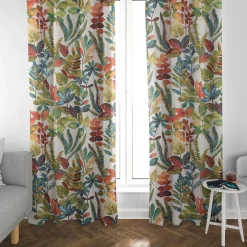 Panama Dekostoff Baumwollstoff Tonga Spice Exotik Blätter Pflanzen bunt 140cm Breite