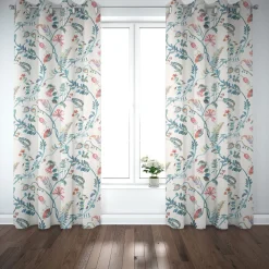 Panama Dekostoff Baumwollstoff Tropicana Coral Reef Blumenranken ecru blau bunt 140cm Breite