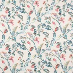 Panama Dekostoff Baumwollstoff Tropicana Coral Reef Blumenranken ecru blau bunt 140cm Breite