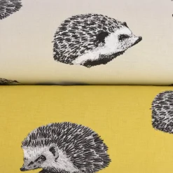 Panama Dekostoff Baumwollstoff Digitaldruck Hedgehog Canvas Igel gelb schwarz 140cm Breite