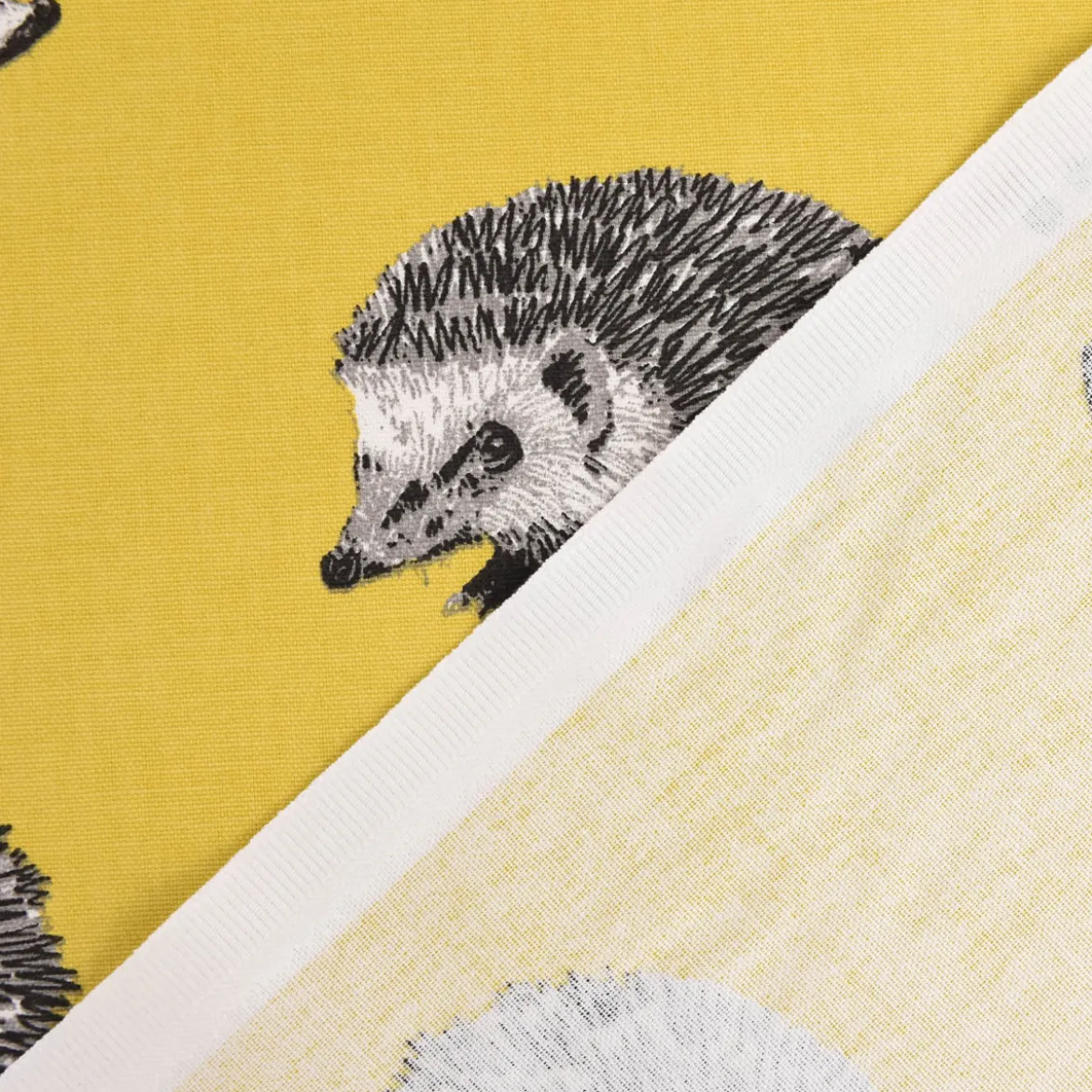 Panama Dekostoff Baumwollstoff Digitaldruck Hedgehog Canvas Igel gelb schwarz 140cm Breite