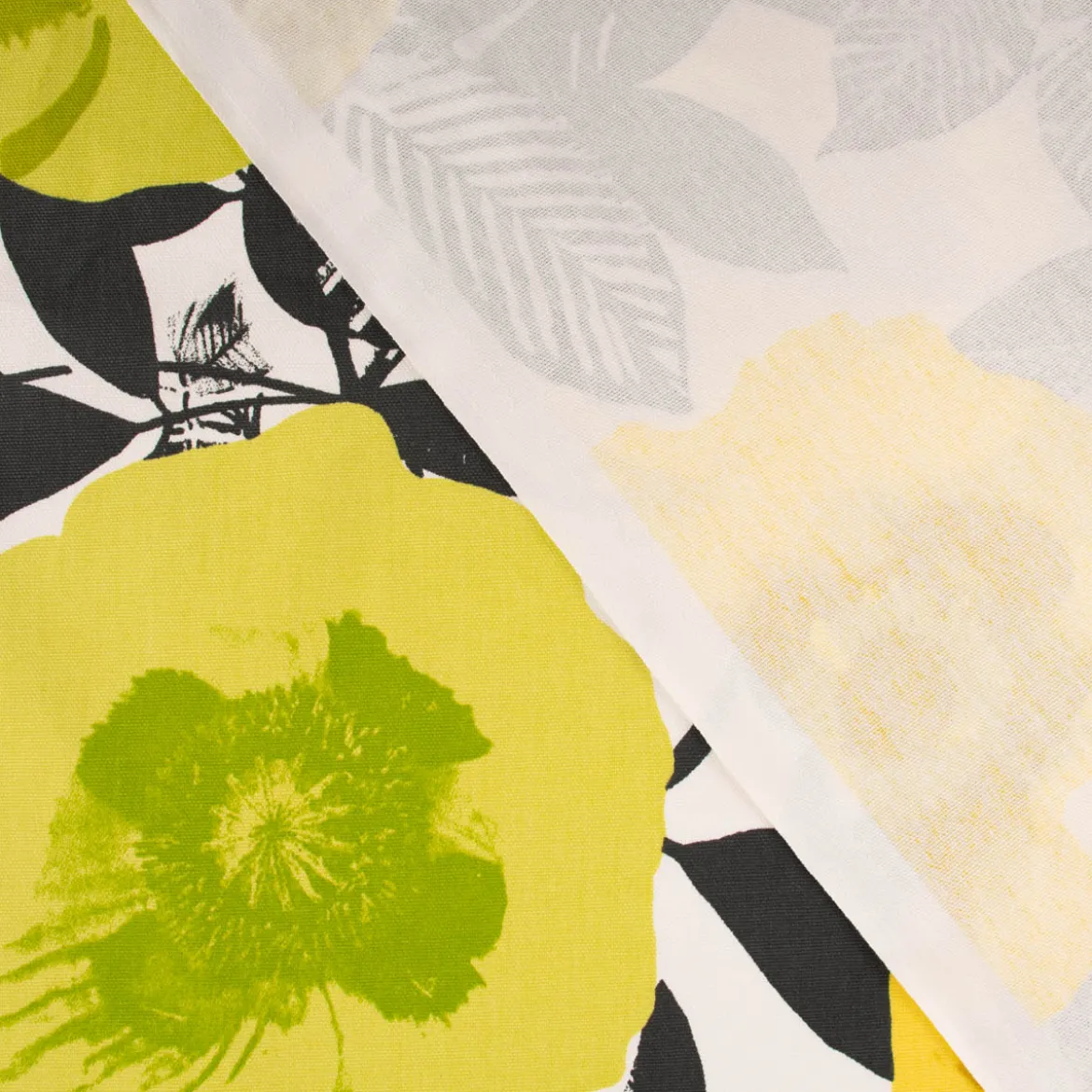Panama Dekostoff Baumwollstoff Madone Citrus Blumen Pop Art gelb schwarz 140cm Breite