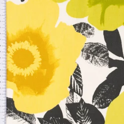 Panama Dekostoff Baumwollstoff Madone Citrus Blumen Pop Art gelb schwarz 140cm Breite