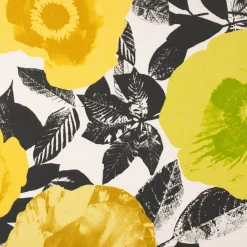 Panama Dekostoff Baumwollstoff Madone Citrus Blumen Pop Art gelb schwarz 140cm Breite