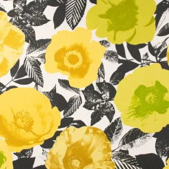 Panama Dekostoff Baumwollstoff Madone Citrus Blumen Pop Art gelb schwarz 140cm Breite