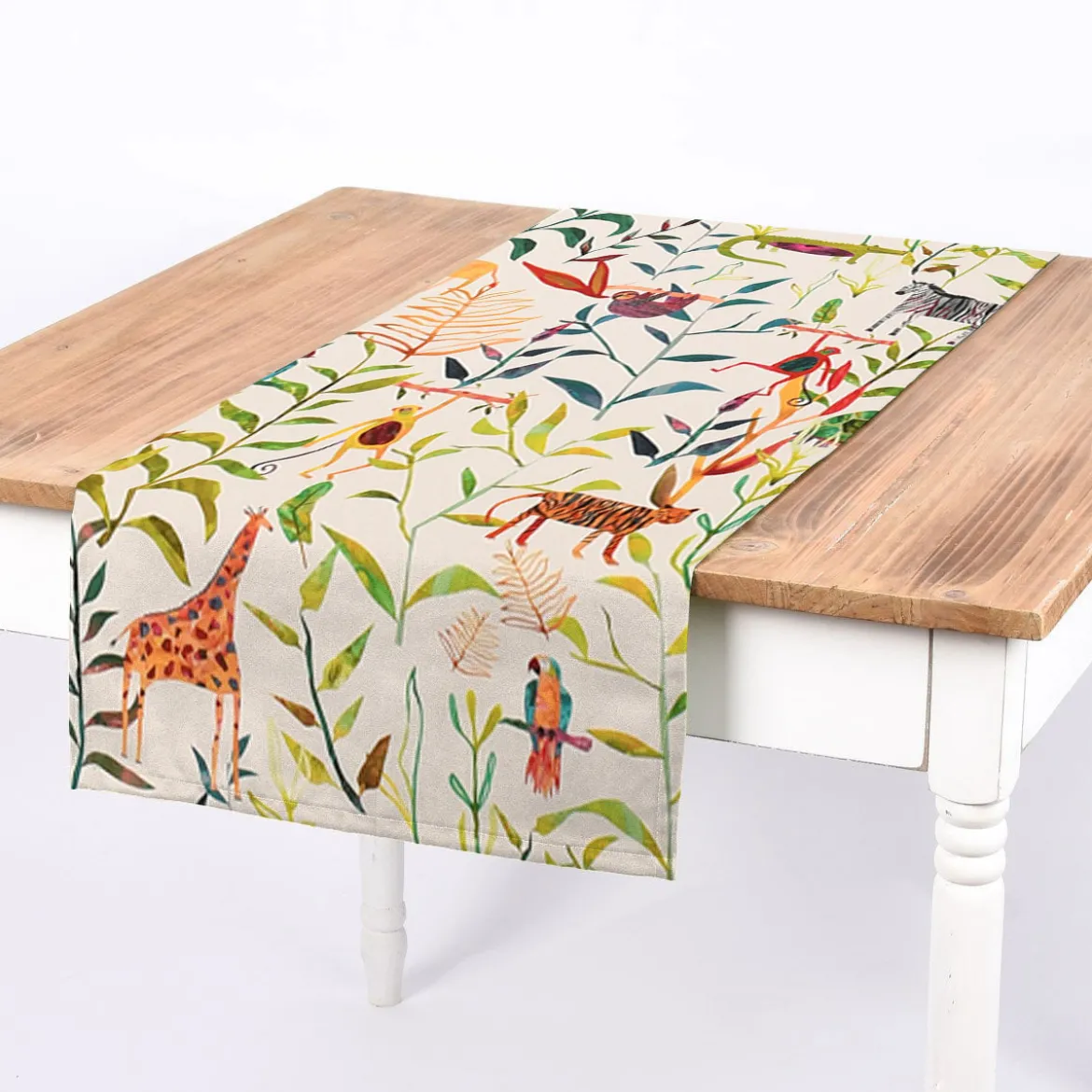 Panama Kinder-Dekostoff Baumwollstoff Hide and Seek Dschungeltiere bunt 140cm Breite
