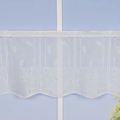 Panneaux Bistrogardine Scheibengardine nähfrei Leinenoptik Blätter ecru 30cm Höhe