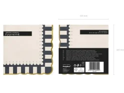 Papierservietten 33x33cm schwarz beige mit Goldrand 2lagig 12 Stück