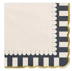 Papierservietten 33x33cm schwarz beige mit Goldrand 2lagig 12 Stück