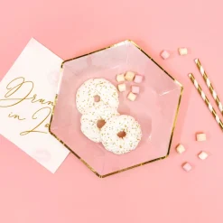 Papierstrohhalme weiß gold schräg gestreift 10er Pack