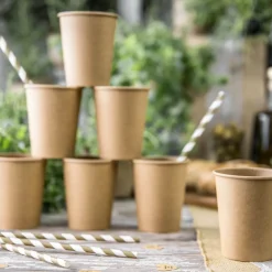 Papierstrohhalme weiß gold schräg gestreift 10er Pack