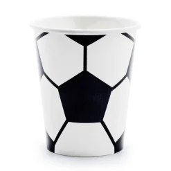 Pappbecher Fußball schwarz weiß 6 Stück 260ml