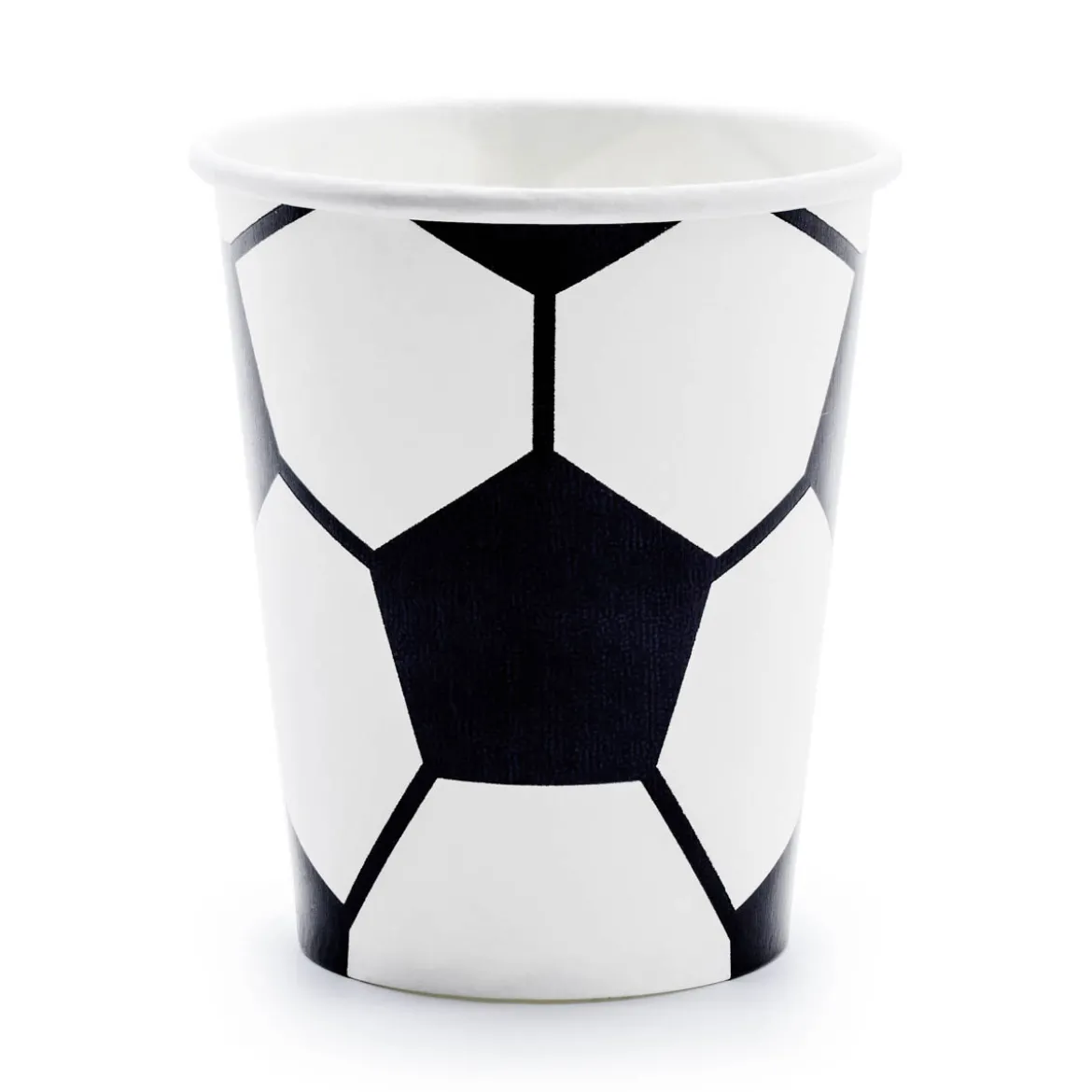 Pappbecher Fußball schwarz weiß 6 Stück 260ml