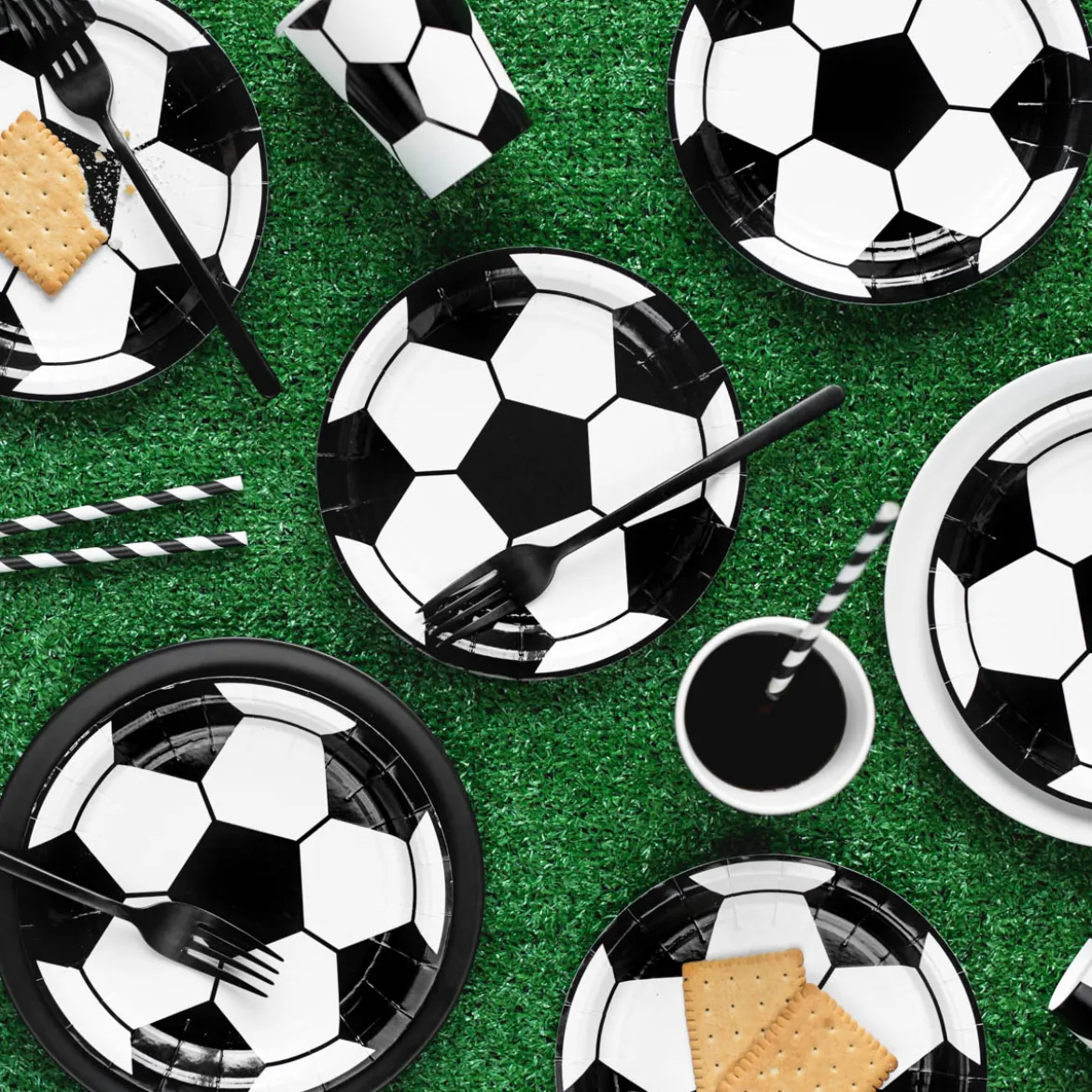 Pappbecher Fußball schwarz weiß 6 Stück 260ml