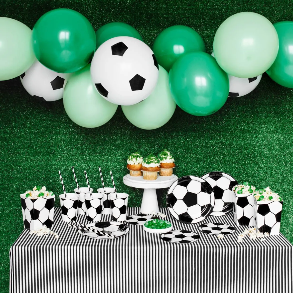 Pappbecher Fußball schwarz weiß 6 Stück 260ml