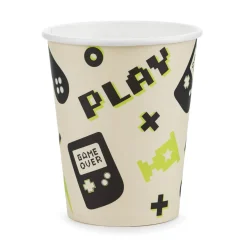 Pappbecher Gamer creme schwarz grün 6 Stück 220ml