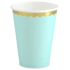Pappbecher mint mit goldfarbiger Bogenbordüre 6 Stück 220ml