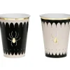 Pappbecher Spinne schwarz beige gold 400ml 6er Pack